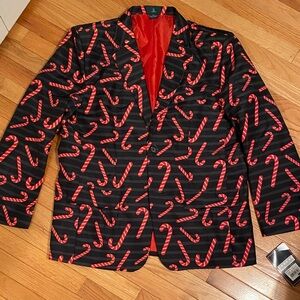 Festive Candy Cane lighted  Blazer - Black and Red